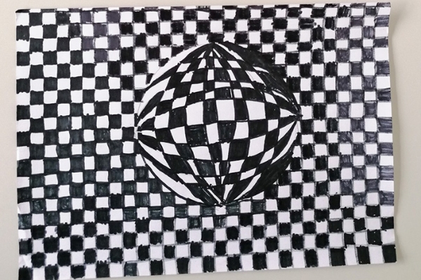 Bleistiftzeichnung 3D Kugel